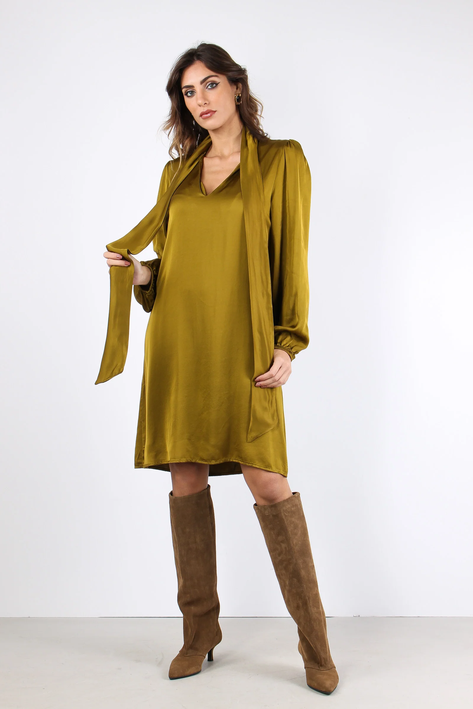 Abito Fiocco Viscosa Olio - immagine 3