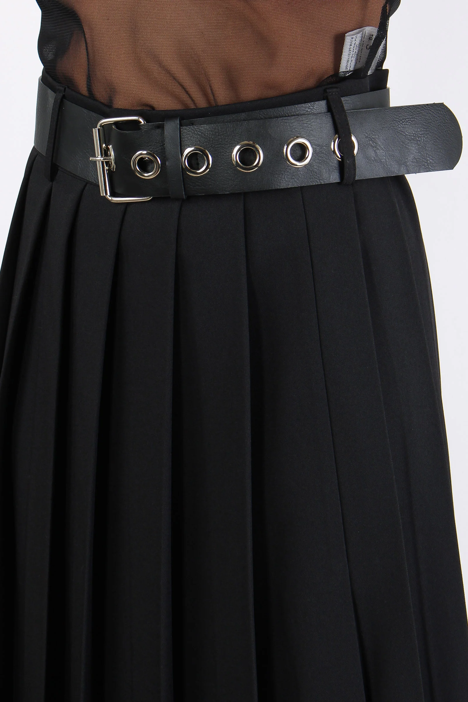 Gonna Midi Pieghe Nero - immagine 7