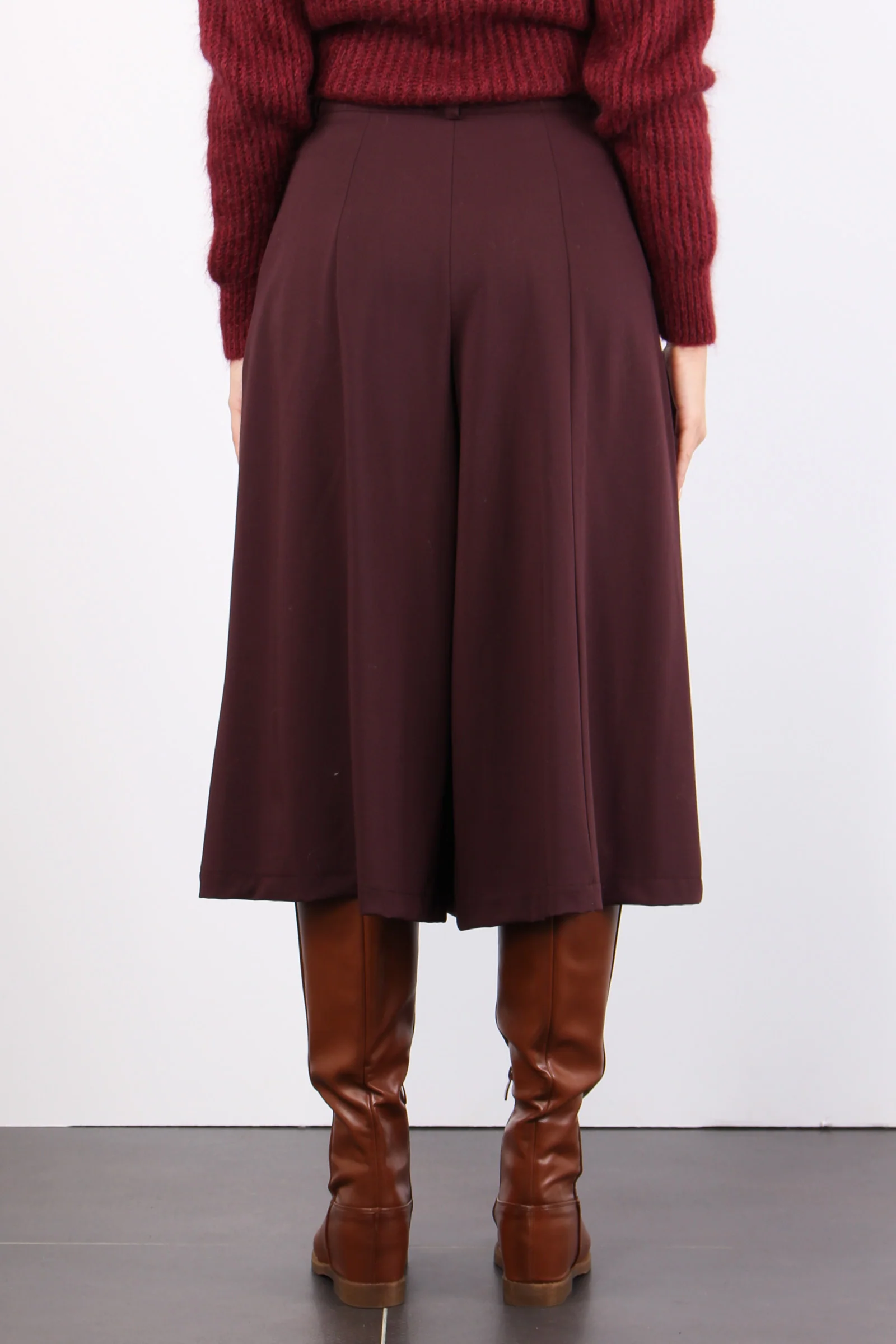 Gonna Pieghe Fresco Lana Vino - immagine 4