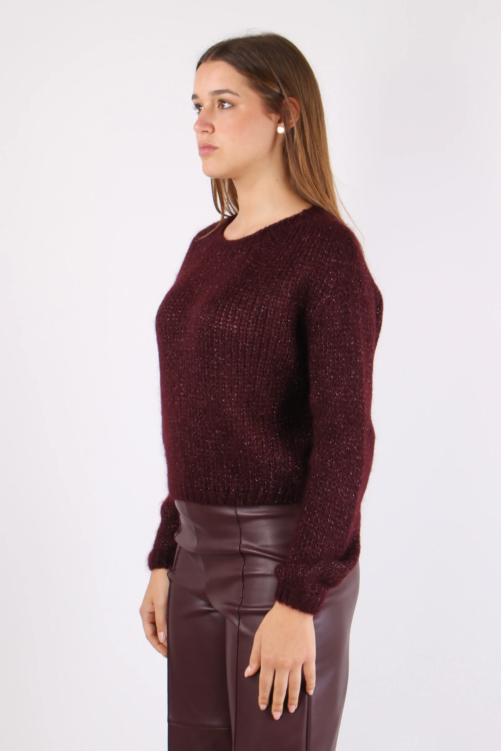 Maglia Scatoletta Filo Lurex Vino - immagine 4