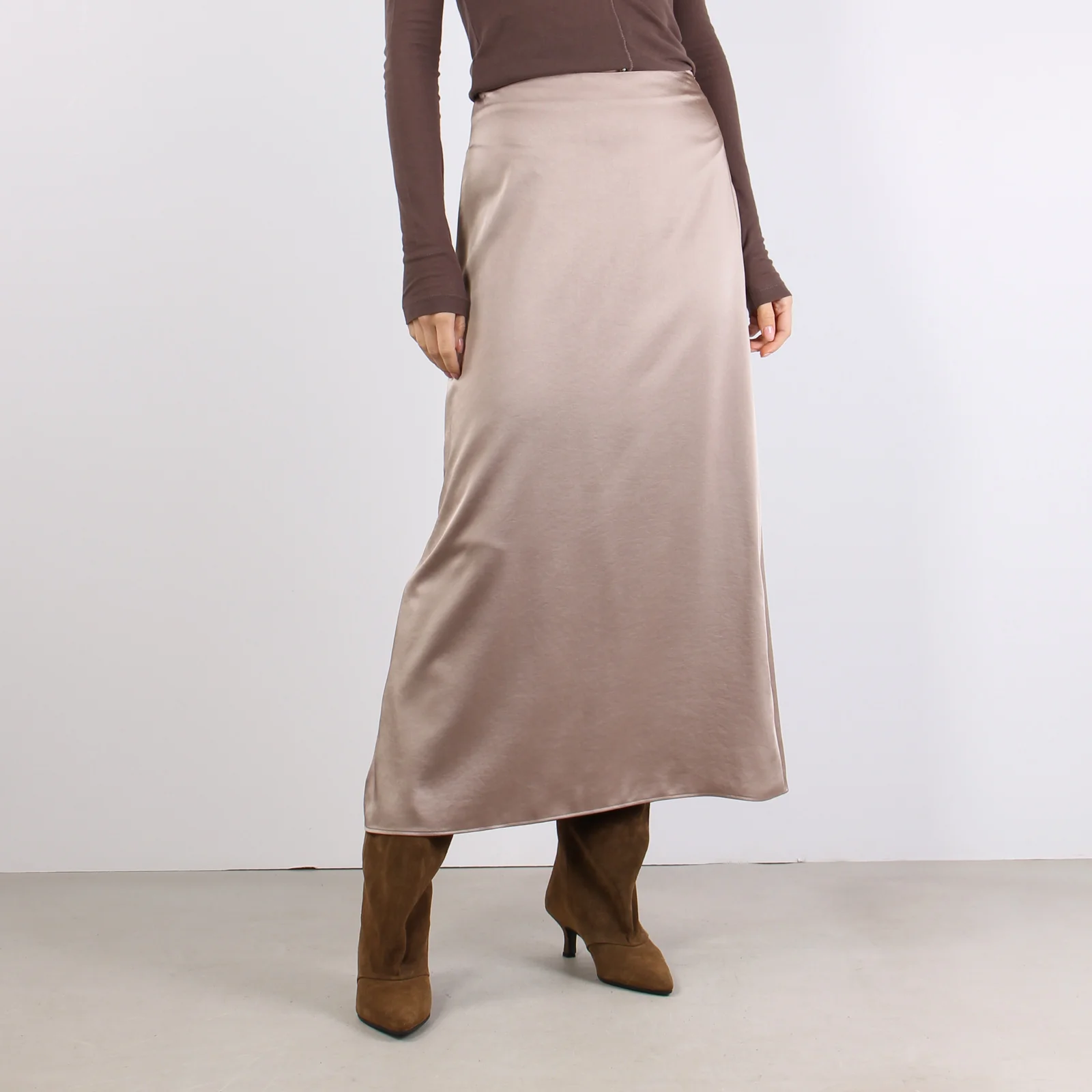 Angelo Gonna Raso Lunga Marron Glace - immagine 3