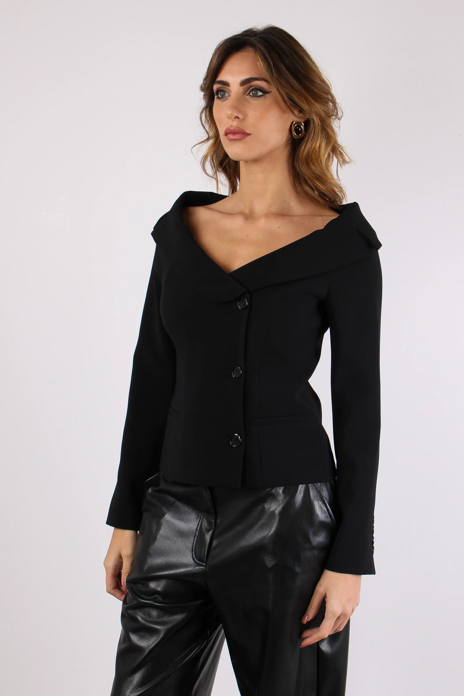 Antonina Giacca Omerale Botton Nero Limousine - immagine 3