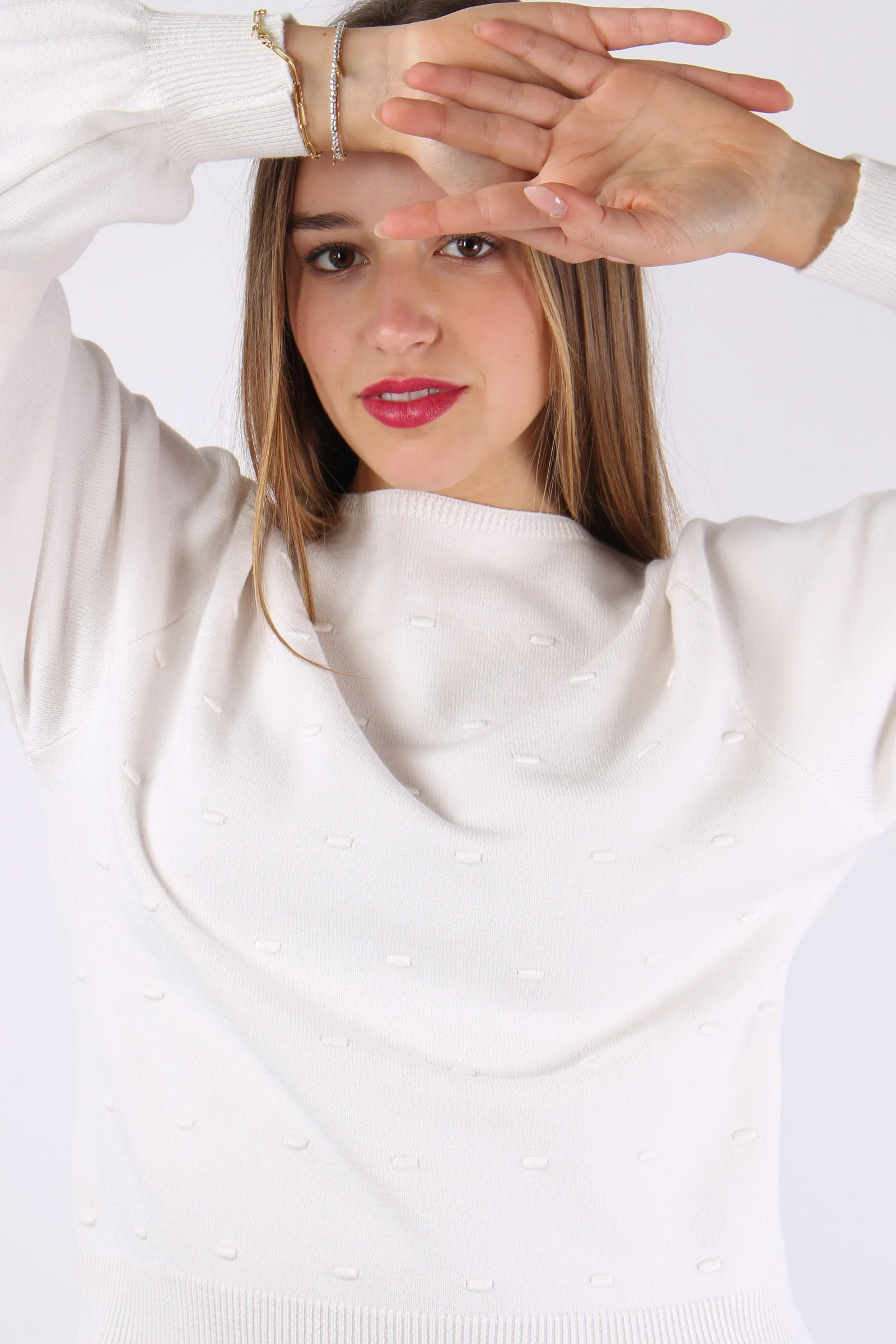 Maglia Scatoletta Punto Noccio Panna - immagine 7