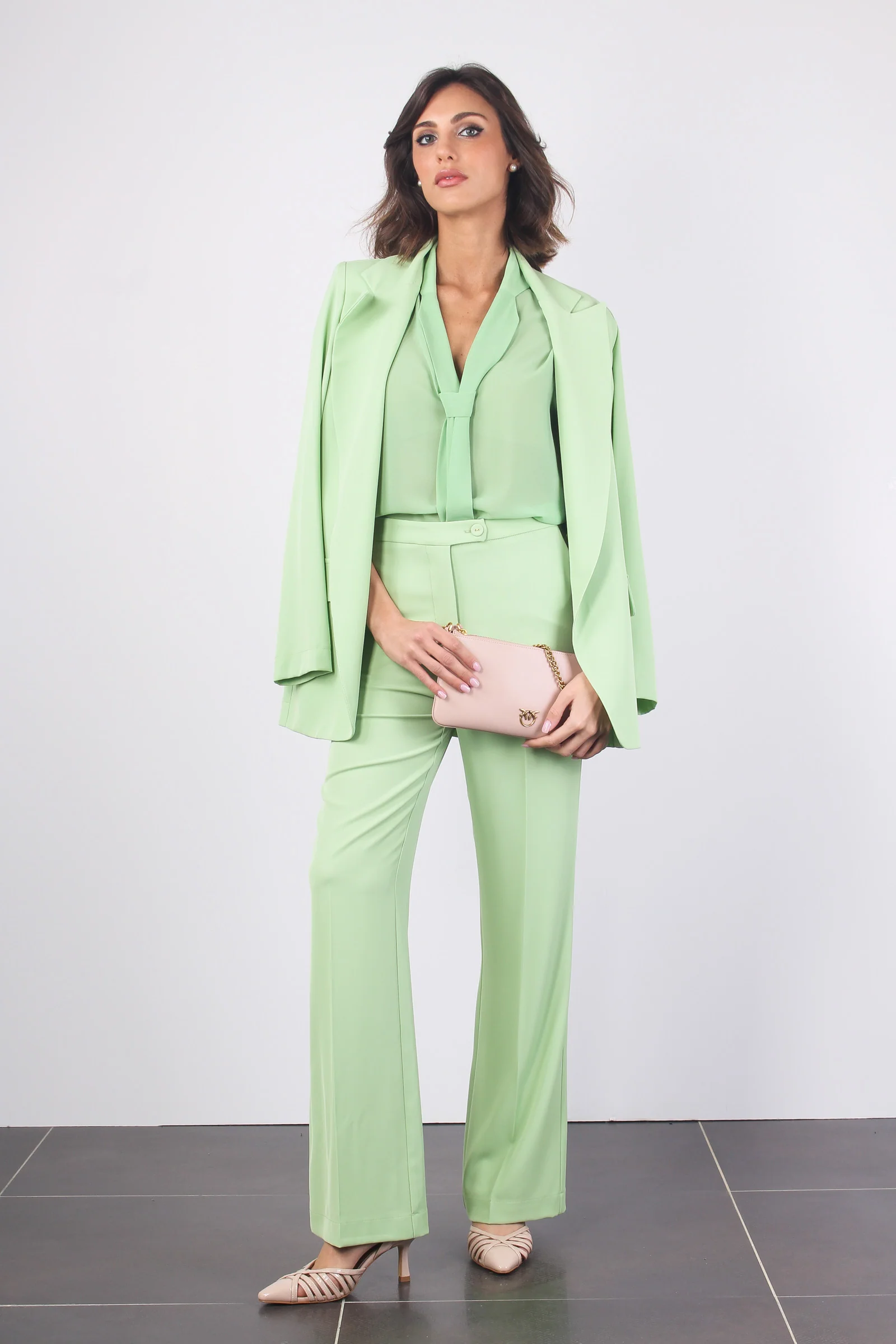 Pantalone Palazzo Fluido Verde - immagine 6