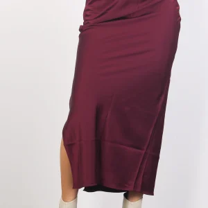 Gonna Lunga Raso Spacco Deep Burgundy