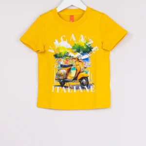 T-shirt Stampa Beach Giallo
