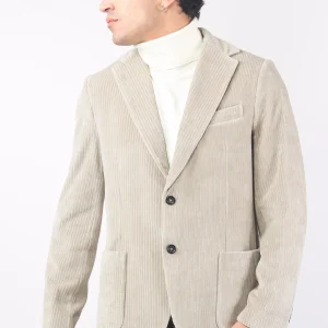 Giacca Velluto Monopetto Off Gray