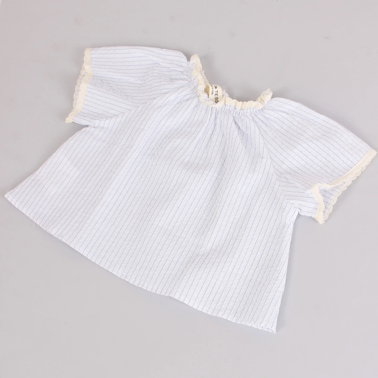 Blusa Inserto Pizzo Azzurro Riga - immagine 7