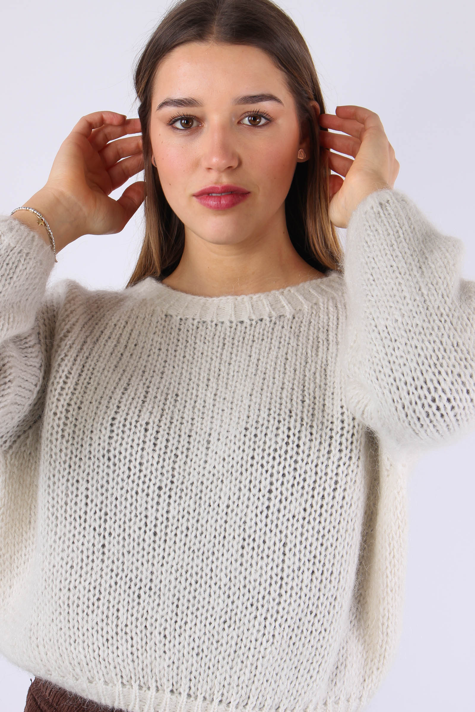 Maglia Scatoletta Filo Lurex Crema - immagine 8