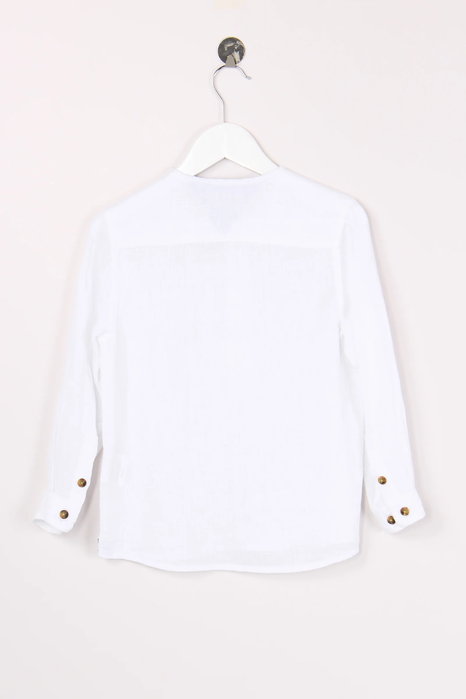 Camicia Coreana Lino Bianco - immagine 3