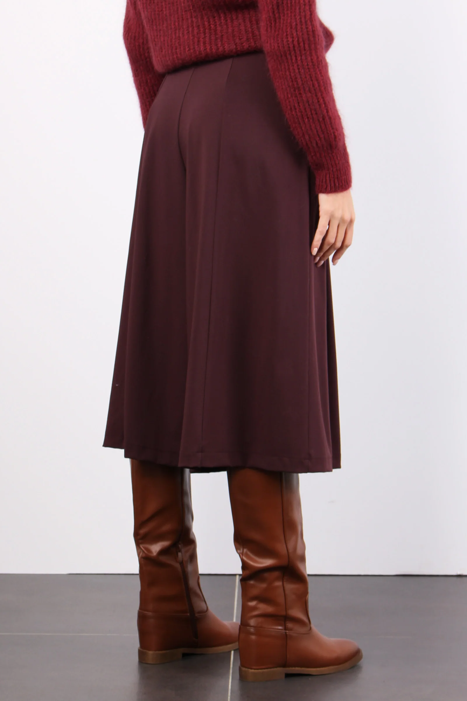 Gonna Pieghe Fresco Lana Vino - immagine 6