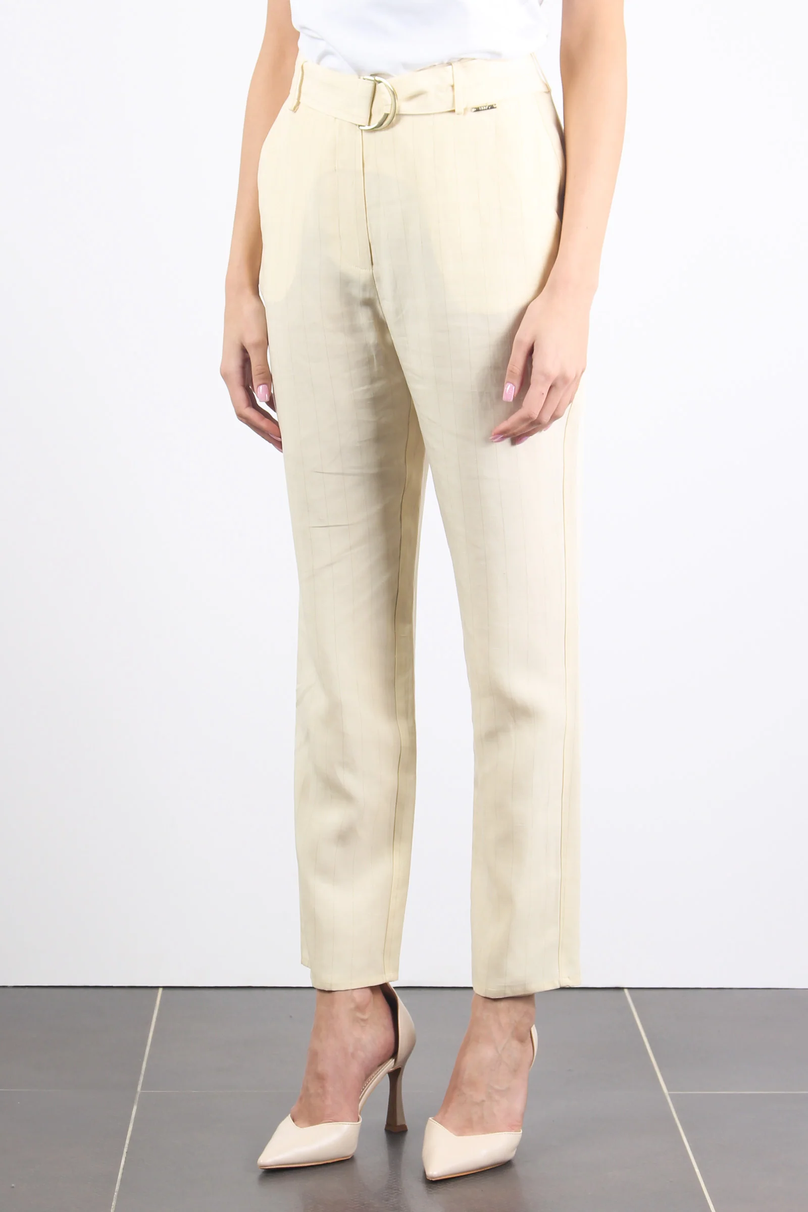 Pantalone Palazzo Cintura Ivoire/camel - immagine 9