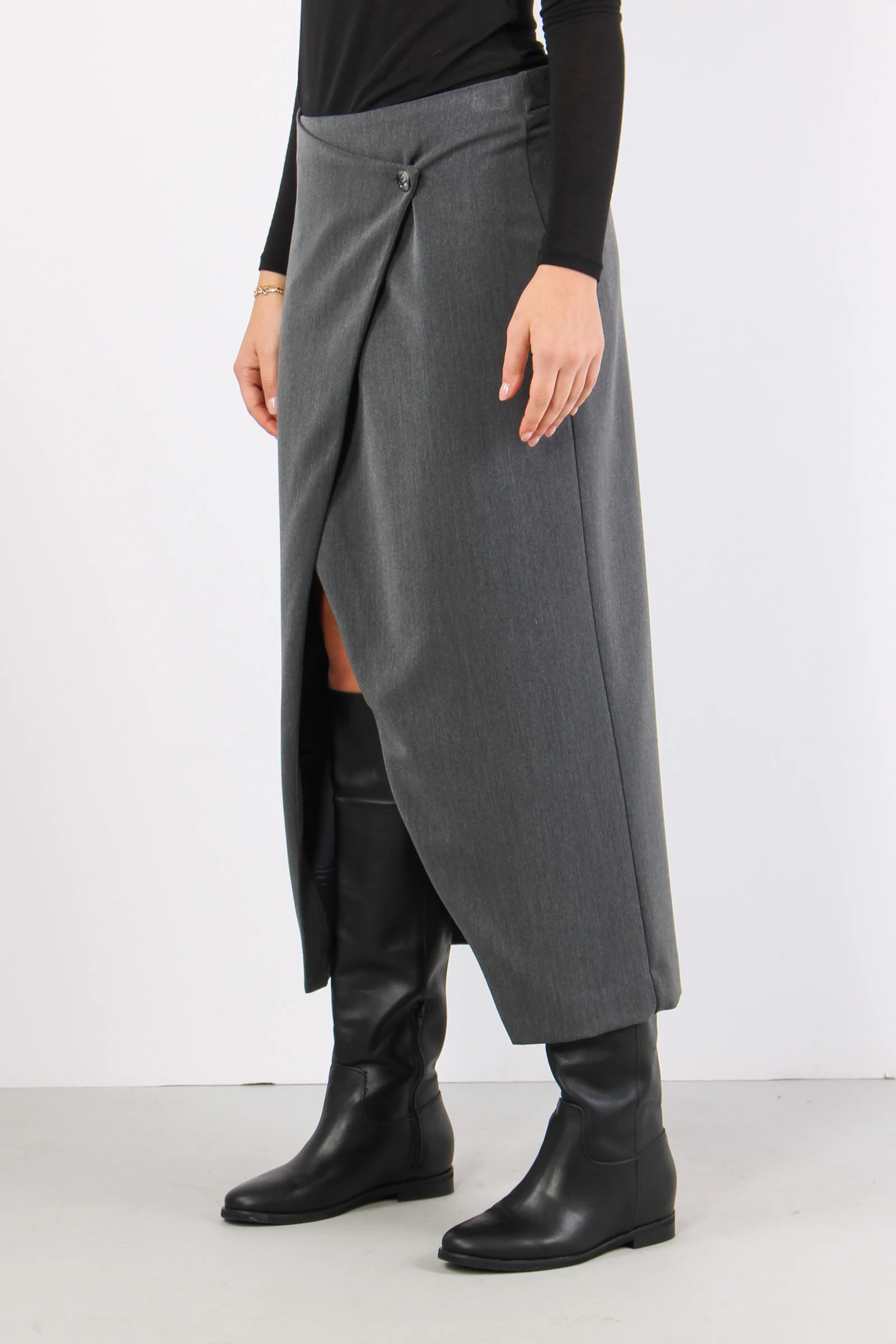 Gonna Assimetrica Flanella Grigio - immagine 4