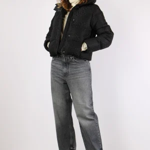 Piumino Corto Animalier Nero