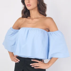 Top Corto Cotone Azzurro