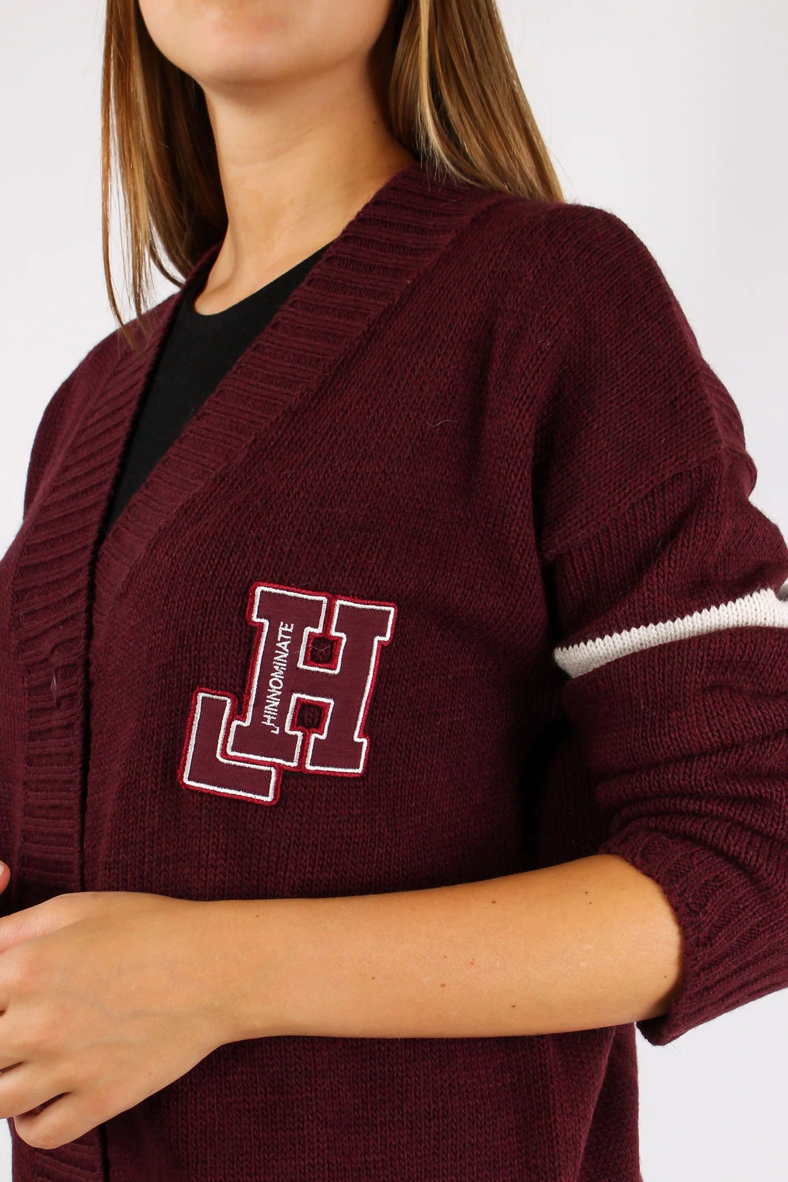 Cardigan Lana Bottoni Patch Bordeaux - immagine 8