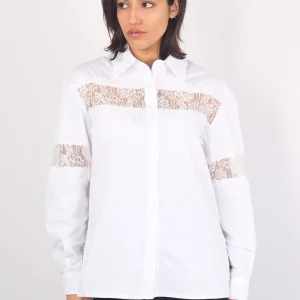 Camicia Inserti Pizzo Bianco