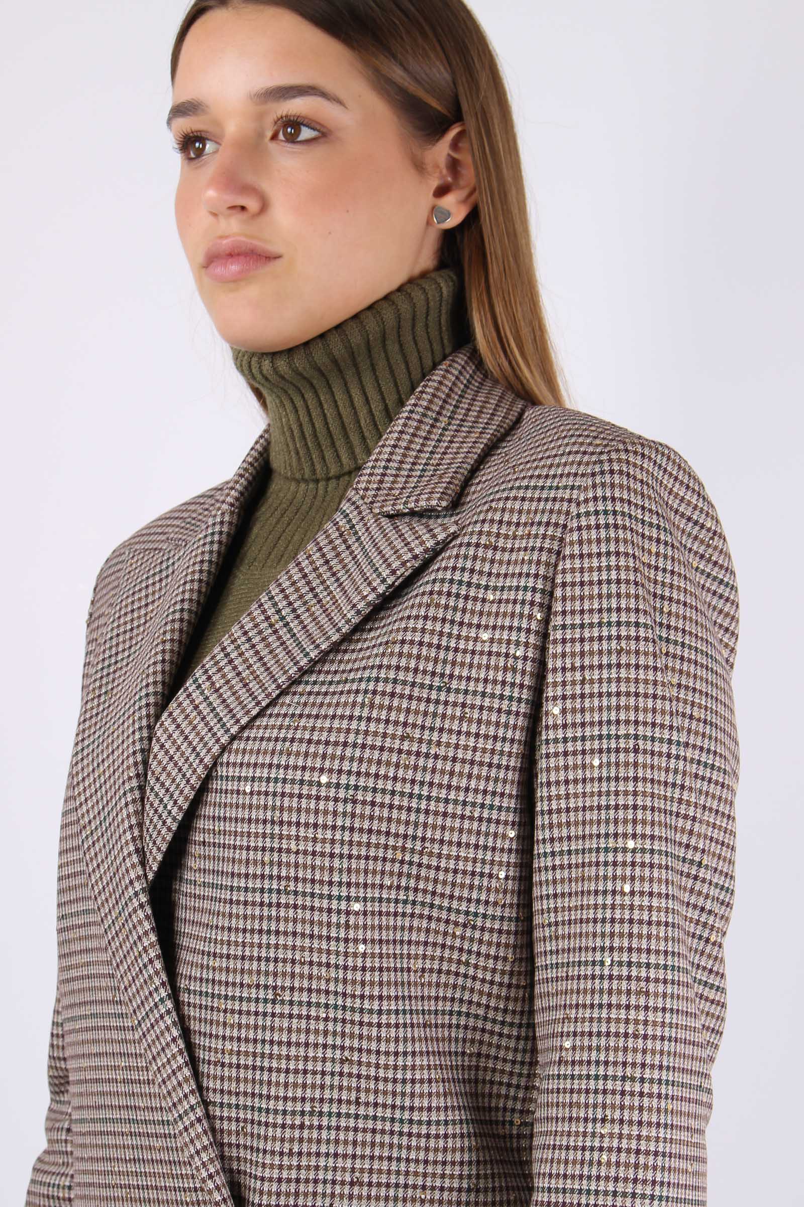 Giacca Pied De Poule Paillette Moro/bordeaux - immagine 8