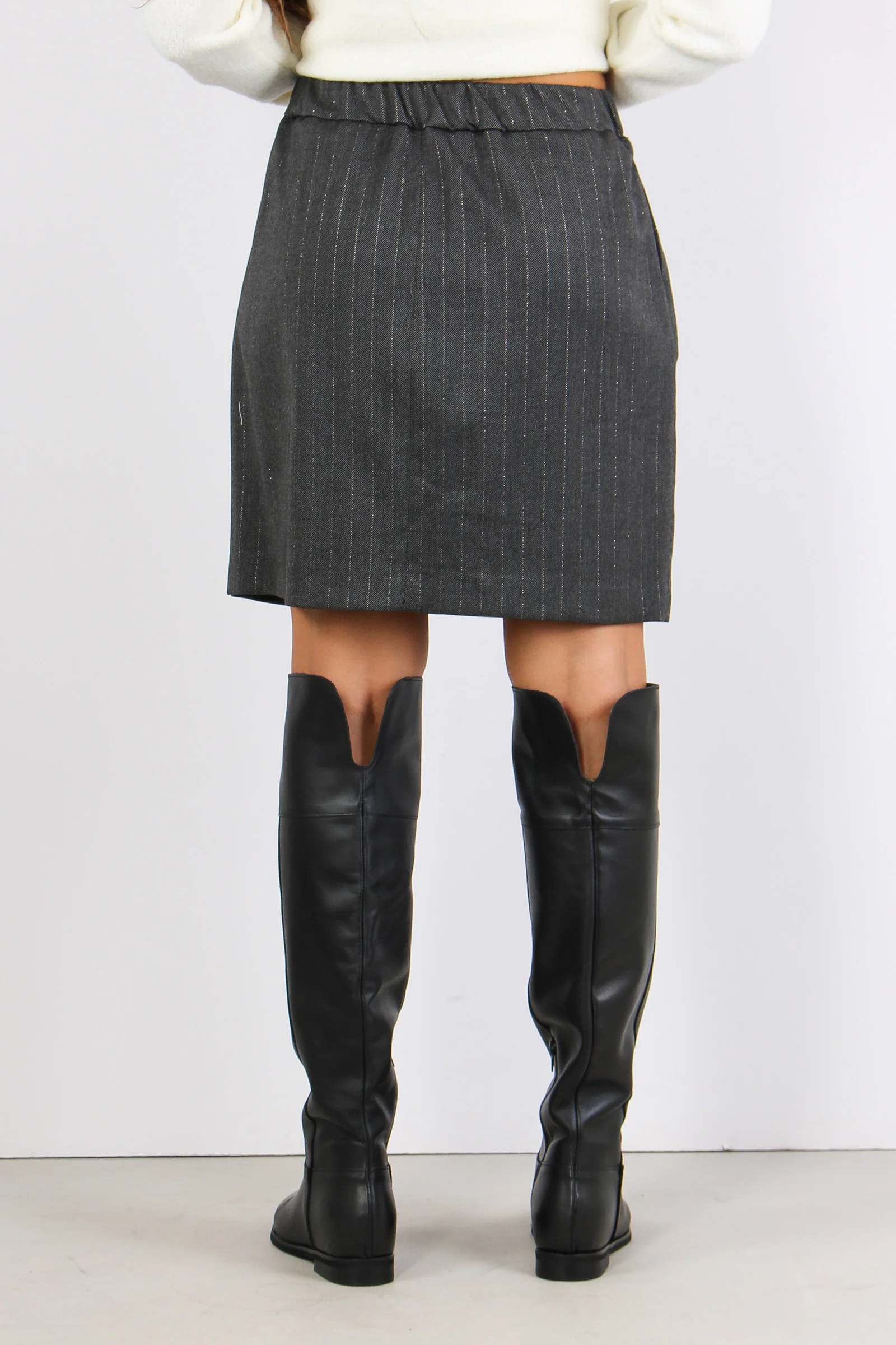 Barse Minigonna Gessata Lurex Grigio - immagine 4