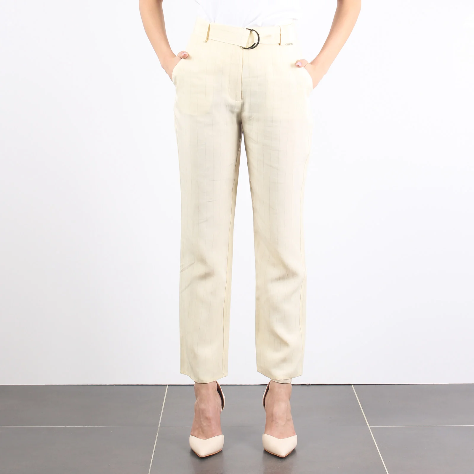 Pantalone Palazzo Cintura Ivoire/camel - immagine 3