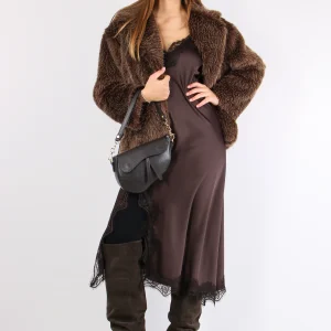 Abito Sbieco Inserti Pizzo Moro