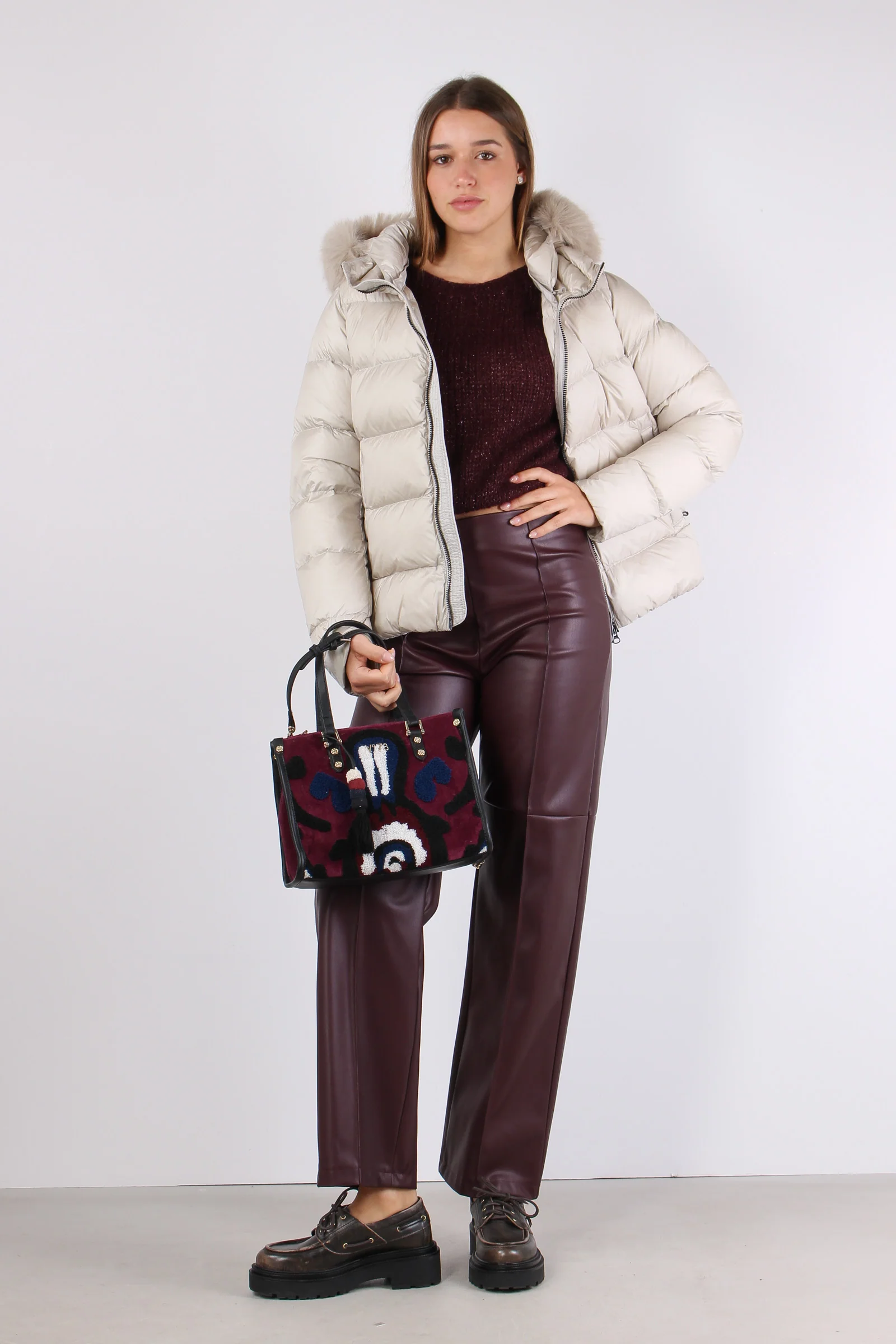 Maglia Scatoletta Filo Lurex Vino - immagine 2