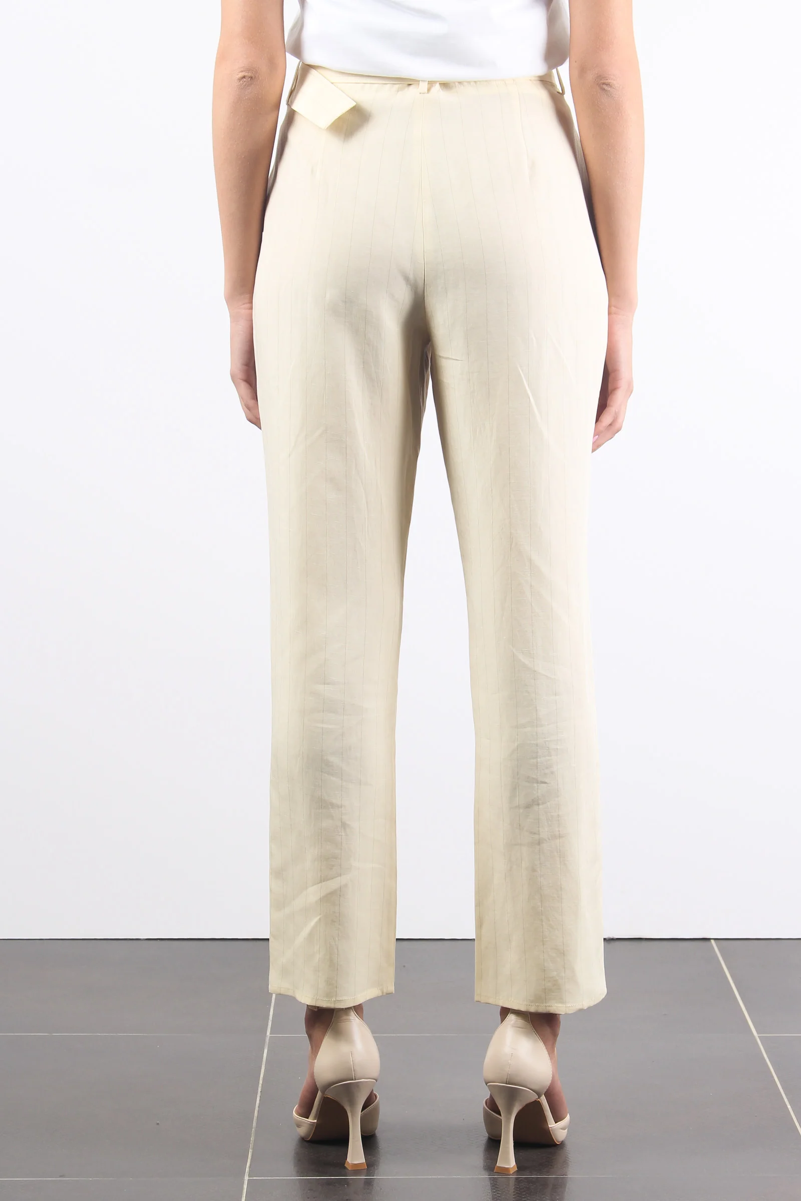 Pantalone Palazzo Cintura Ivoire/camel - immagine 5
