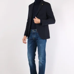 Giacca Tessuto Goffrato Blu