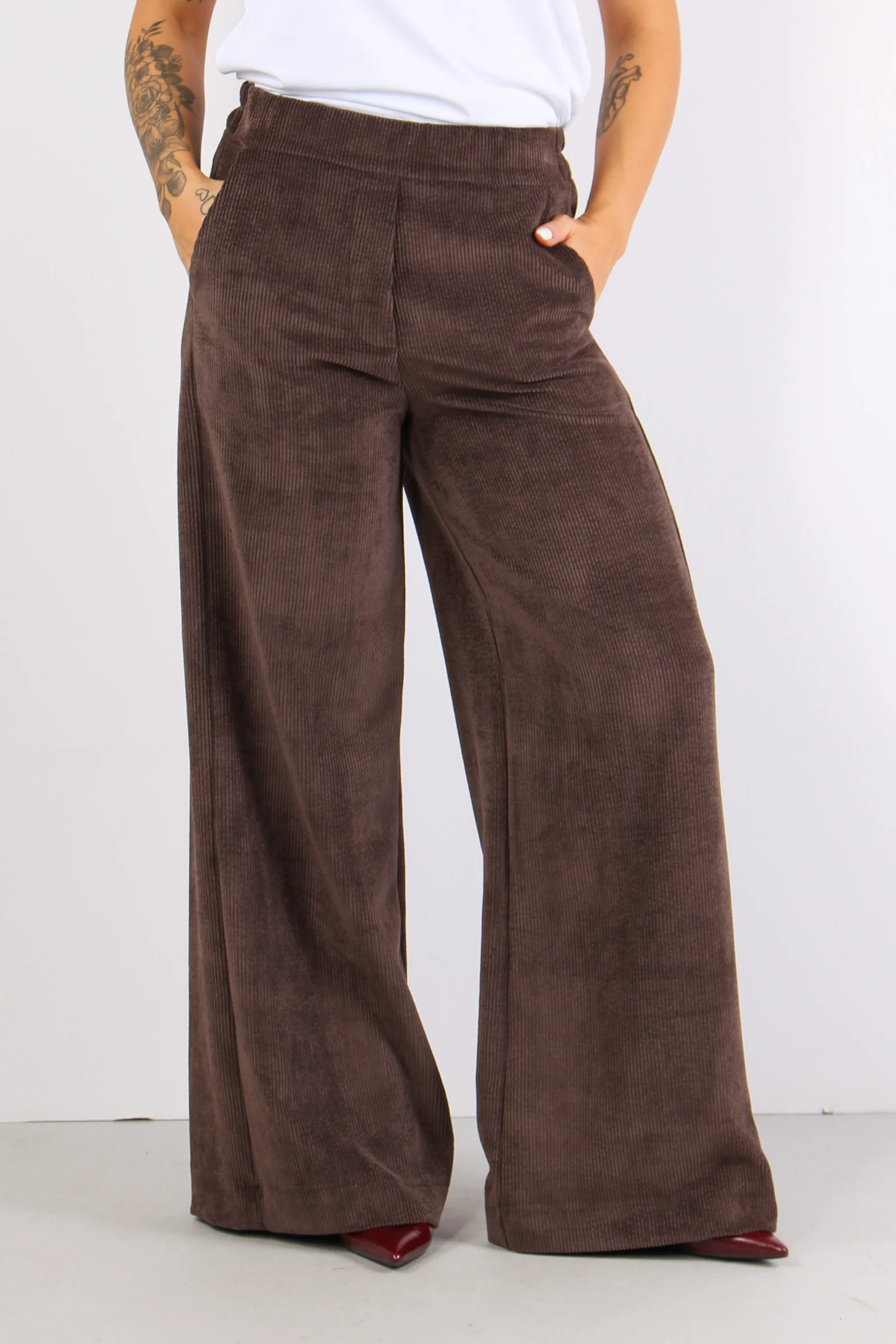 Pantalone Palazzo Largo Vellut Moro - immagine 3