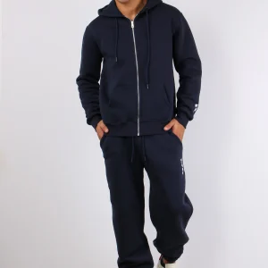 Felpa Full Zip Cappuccio Logo Blu