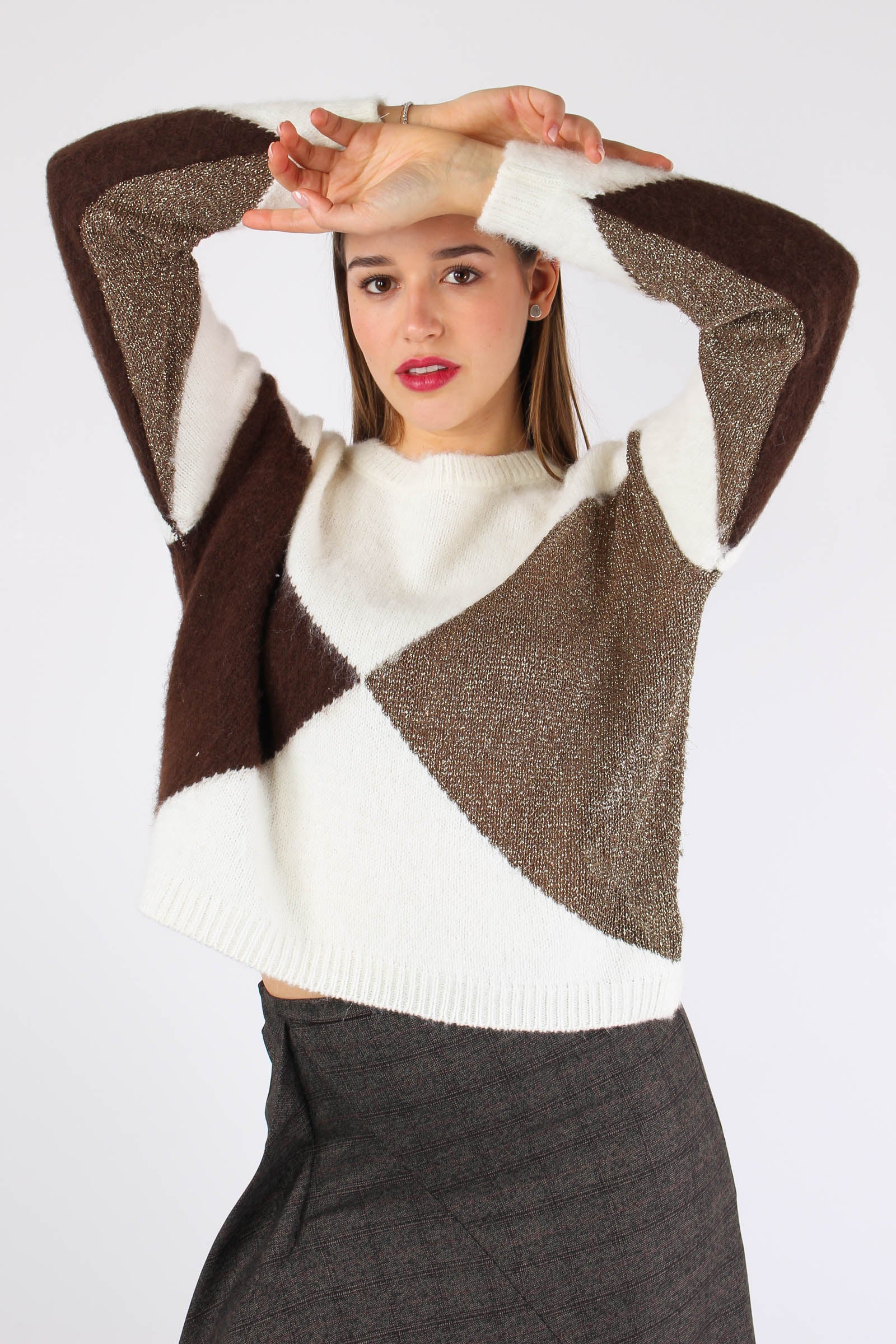 Maglia Rombi Luex Panna/moro - immagine 4