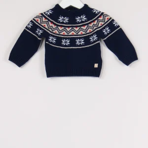 Pullover Fantasia Norvegese Blu/latte/beige