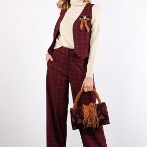 Pantalone Palazzo Quadro Bordeaux