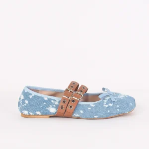 Ballerina Fibbia Borchie Vera Jeans/camel