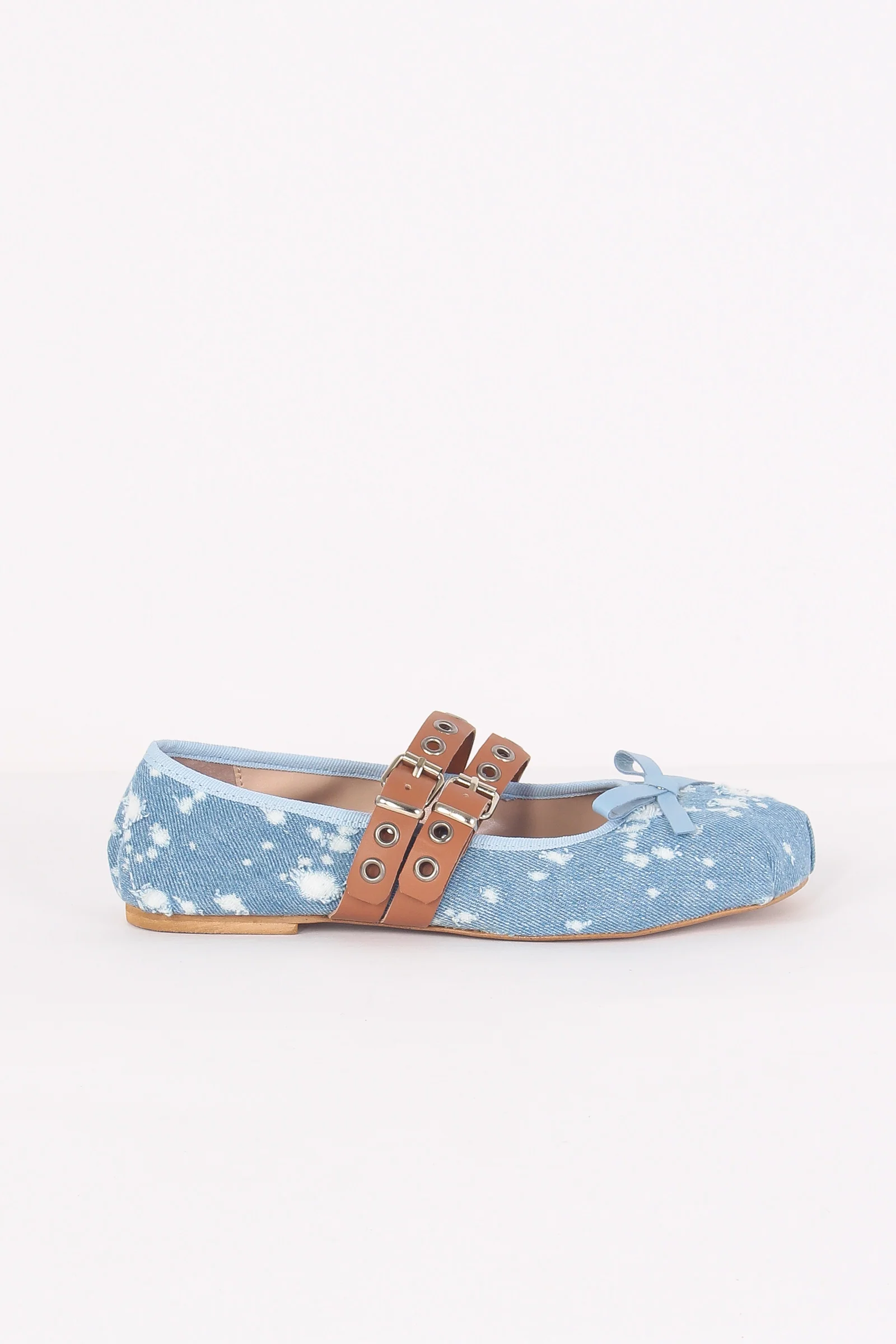 Ballerina Fibbia Borchie Vera Jeans/camel