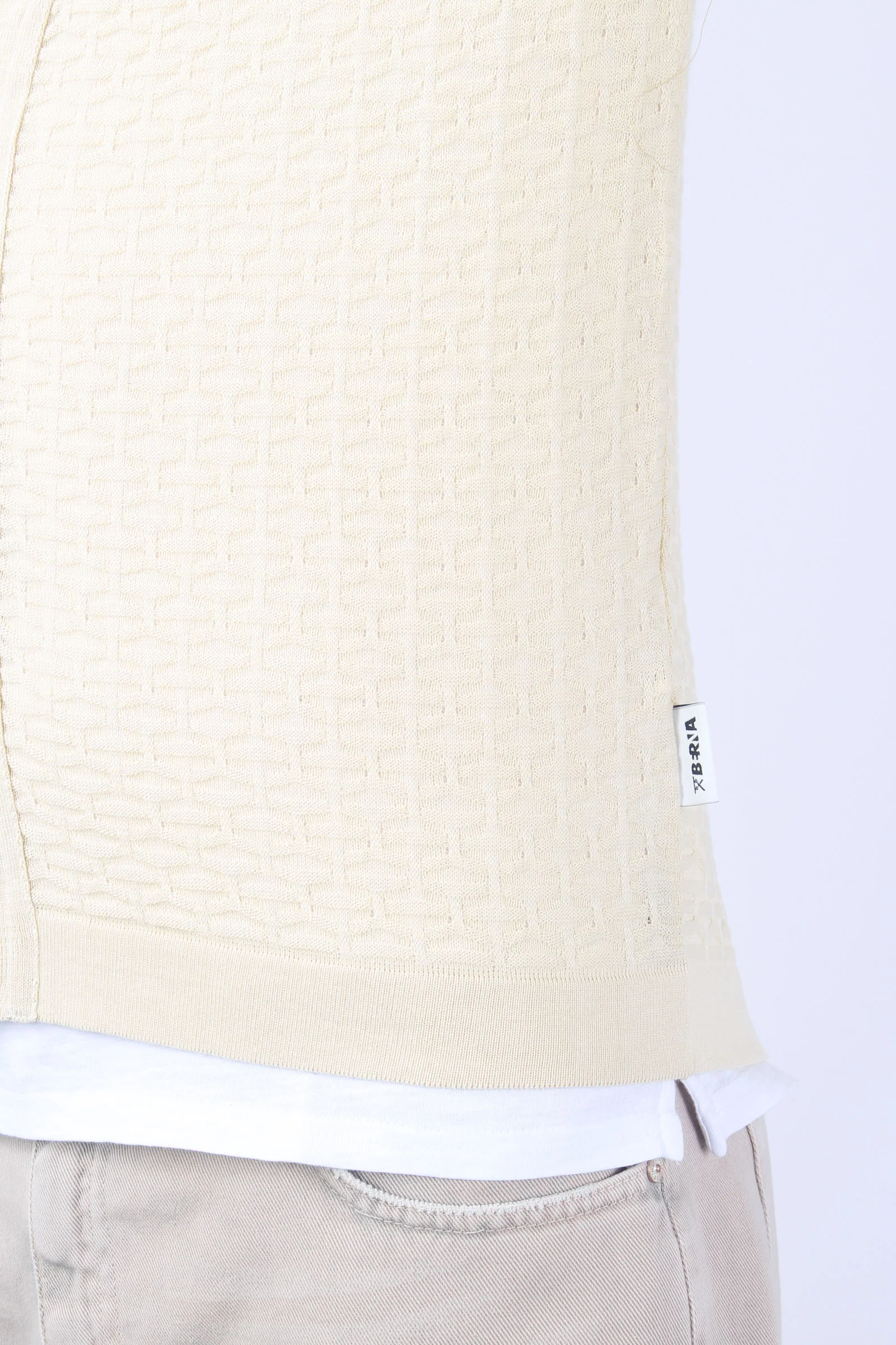 Cardigan Tramato Scollo V Sabbia - immagine 9