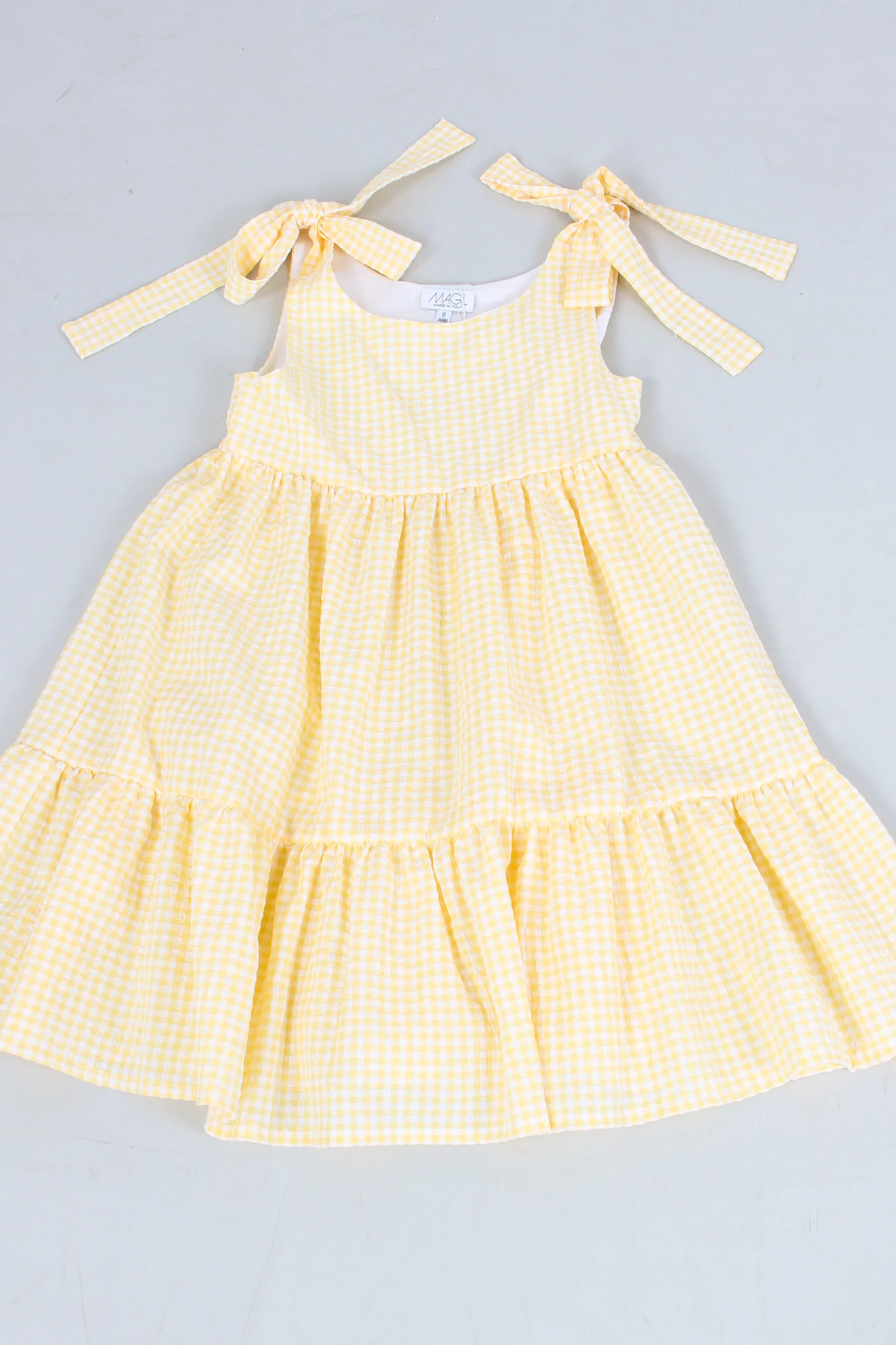 Abito Vichy Balze Bianco/giallo - immagine 5