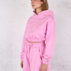 Felpa Corta Cappuccio Rosa