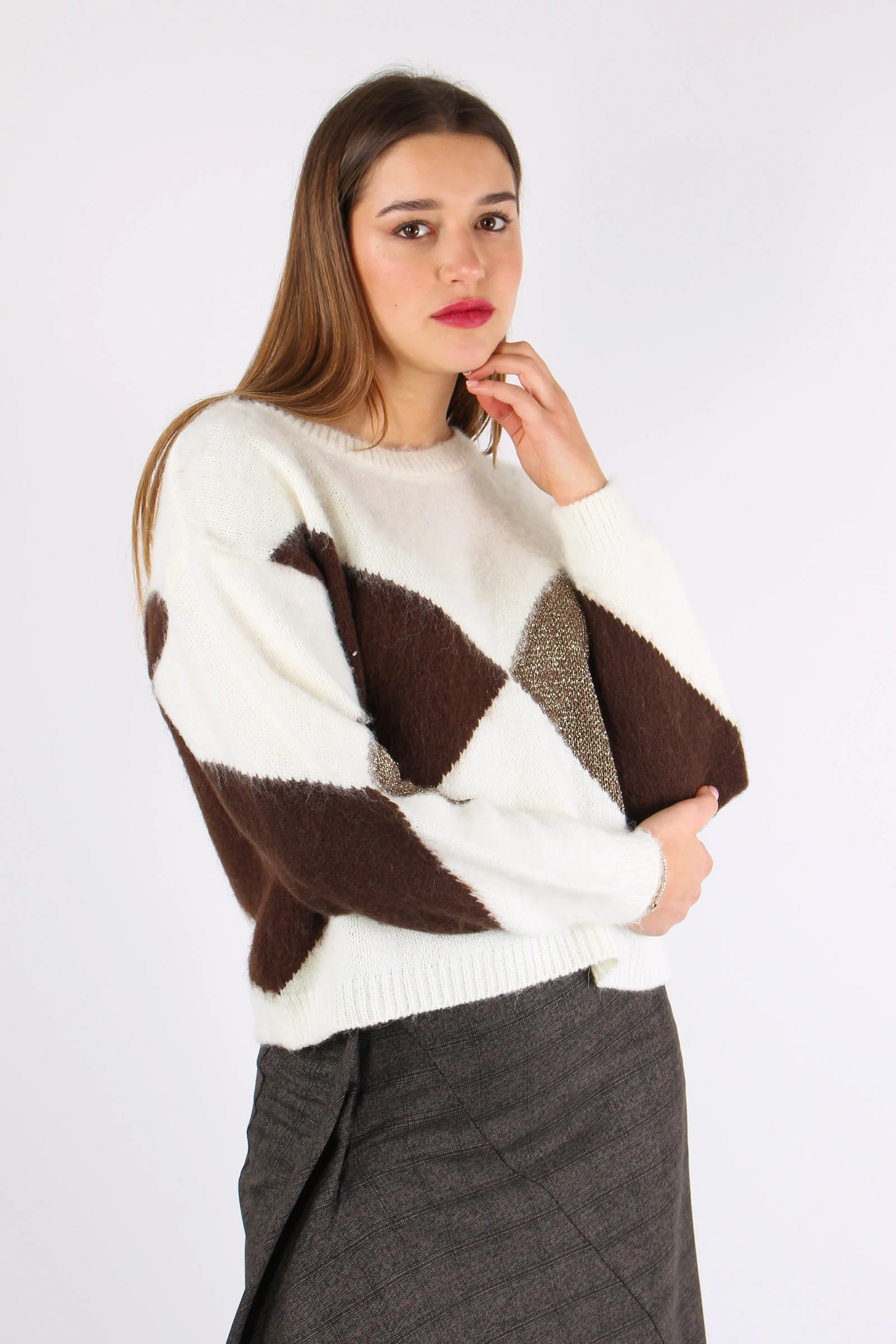 Maglia Rombi Luex Panna/moro - immagine 7