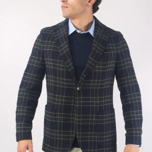 Giacca Tartan Blu Navy