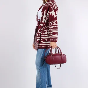 Cardigan Norvegese Panna/bordeaux