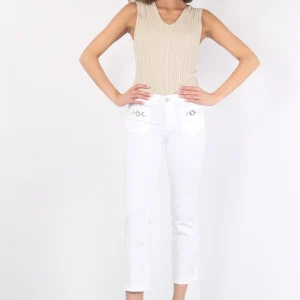Pantalone Trombetta Tasche Fib Bianco Ottico