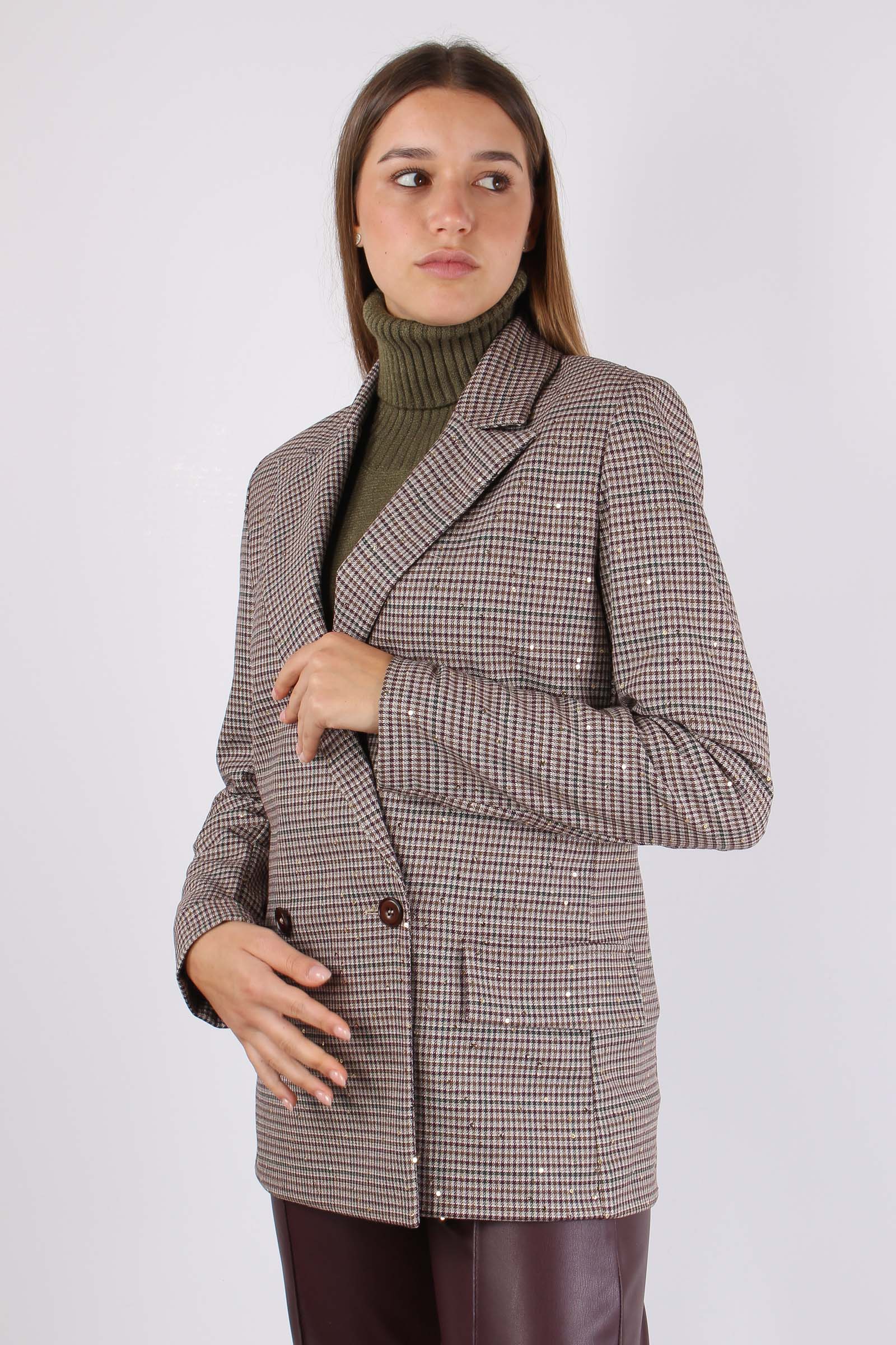 Giacca Pied De Poule Paillette Moro/bordeaux - immagine 7