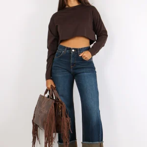 Denim Risvolto Maxi Tasche Die Denim