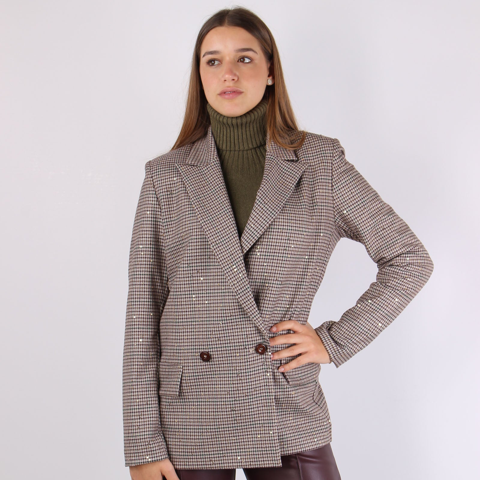 Giacca Pied De Poule Paillette Moro/bordeaux - immagine 9