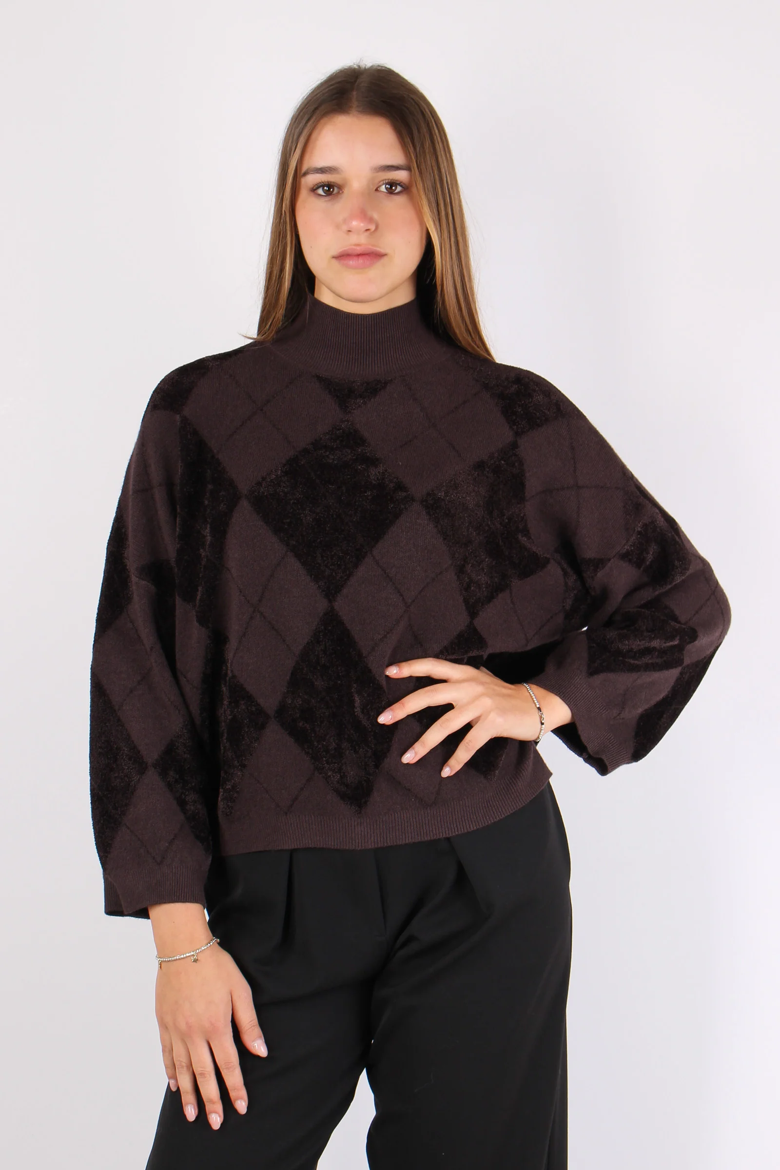 Collo Alto Rombi Ciniglia Inta Moro - immagine 3