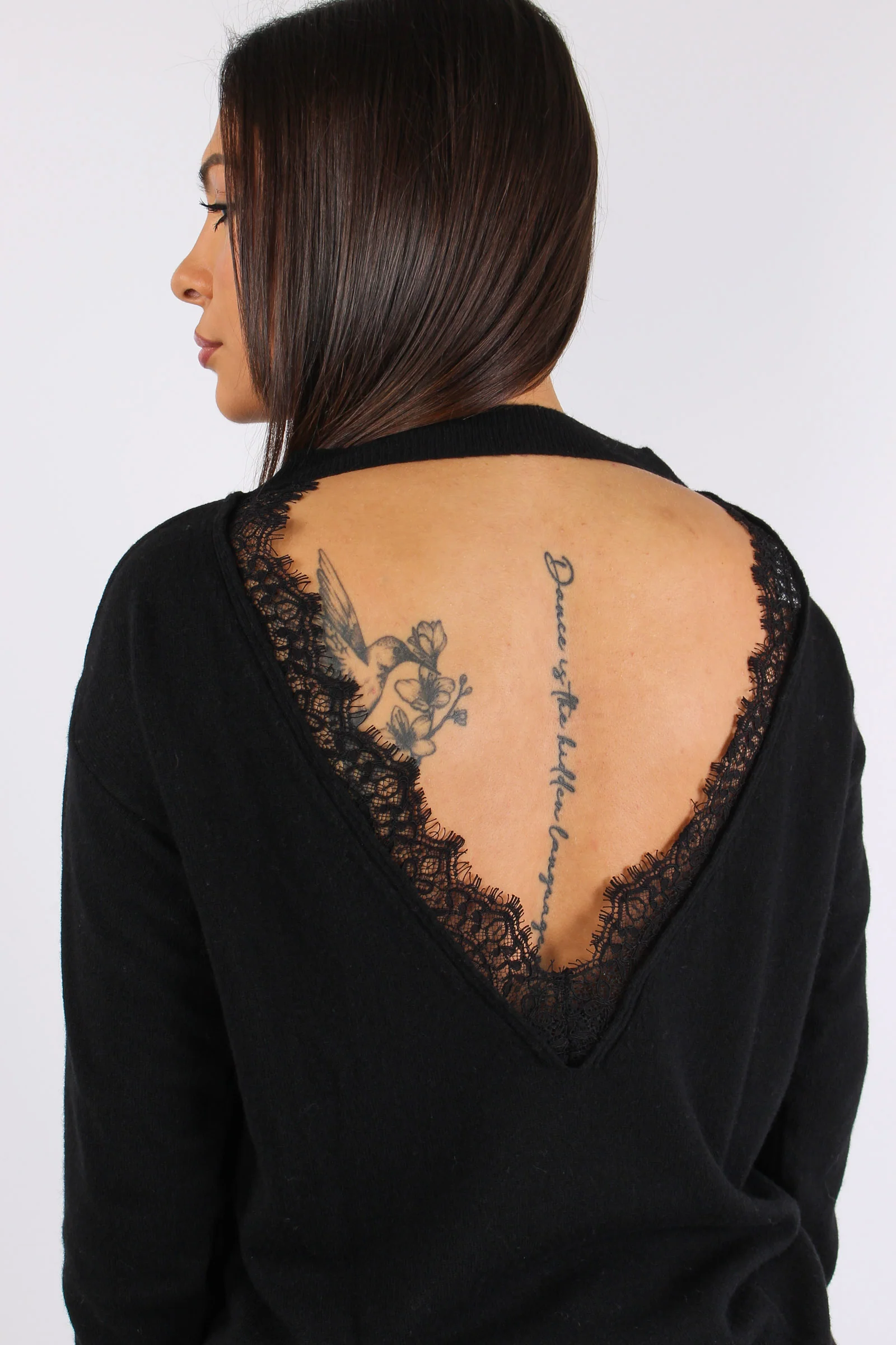 Maxi Maglia Retro Pizzo Nero - immagine 6