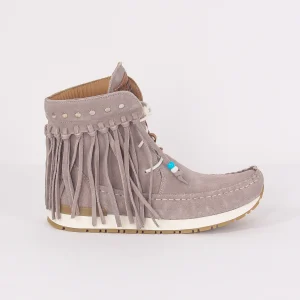 Stivaletto Allacciato Frange Grigio
