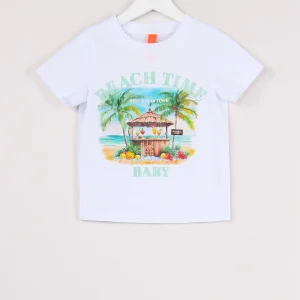 T-shirt Stampa Beach Bianco