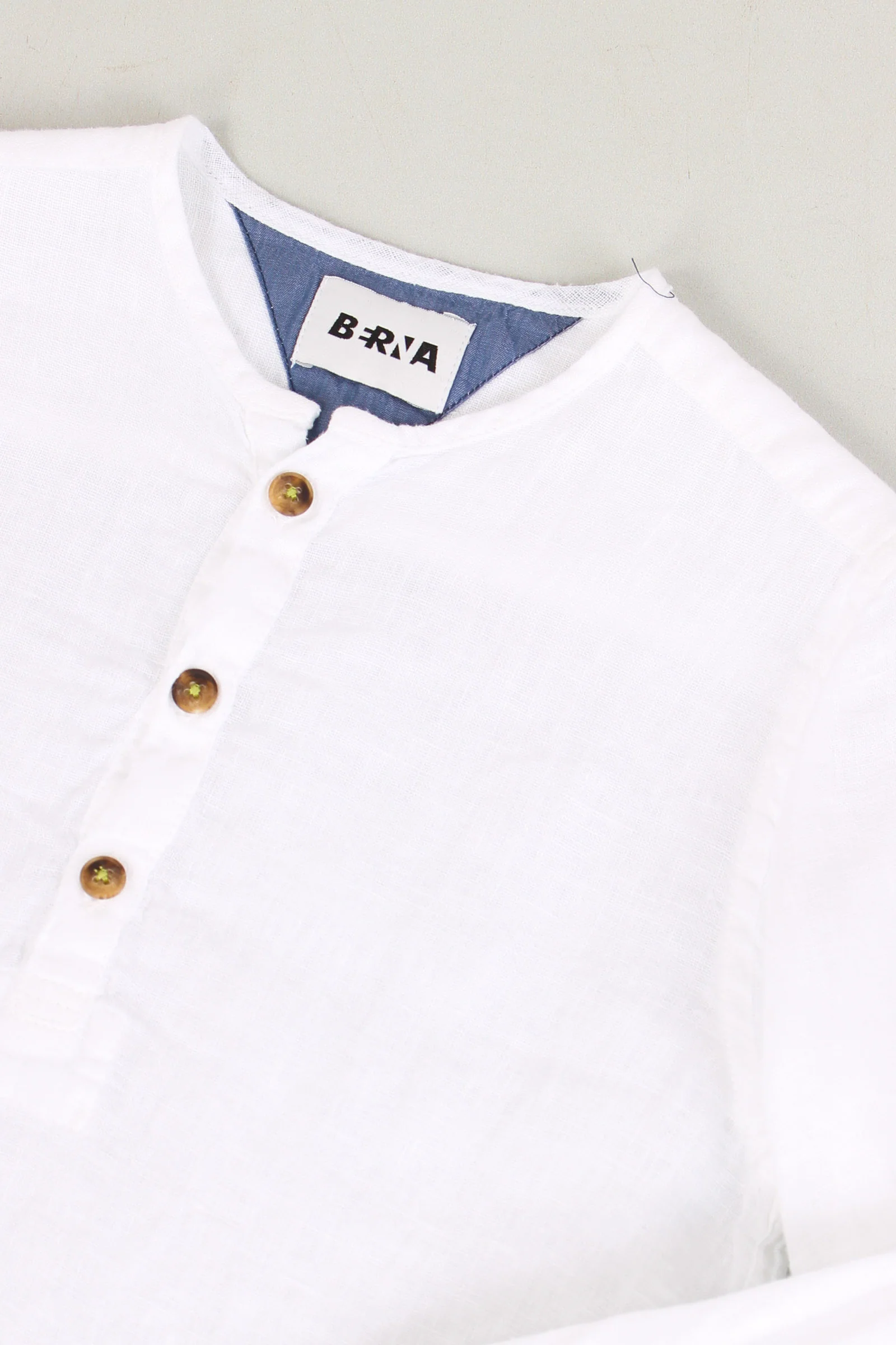 Camicia Coreana Lino Bianco - immagine 5